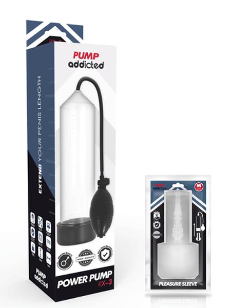 Développeur pénis PUMPED ADDICTED RX-3 transparent avec manchon