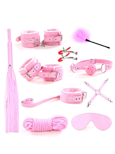 Set de bondage rose 10 pièces